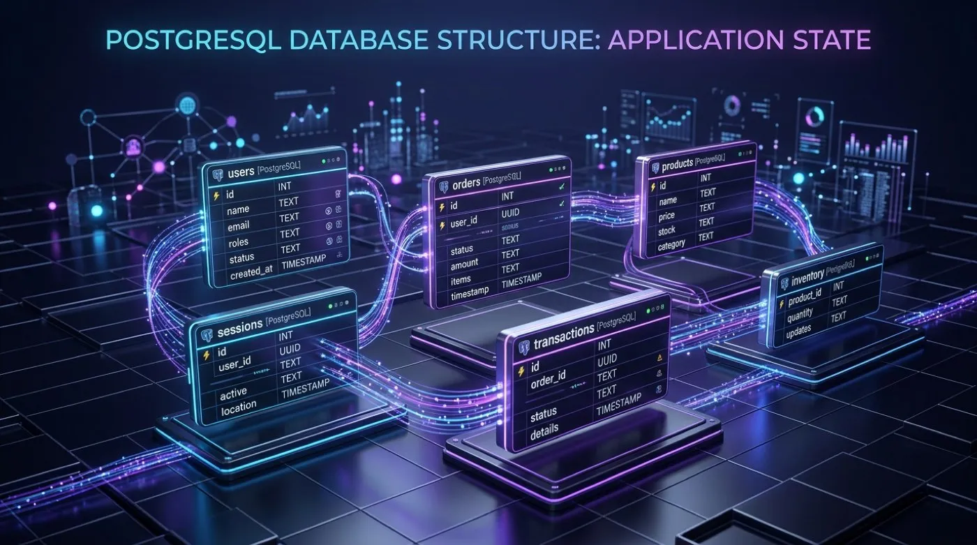 Postgres state management showing an ingress table, dead-letter rows and replay path