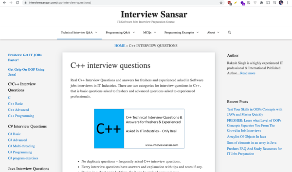 Interview Sansar(Content based speed optimised website)